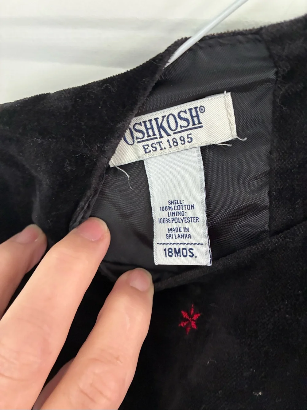 OshKosh B'gosh Black Velvet Dress with Red Star Accents